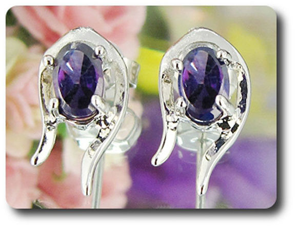 2x7mm Purple Amethyst Earrings