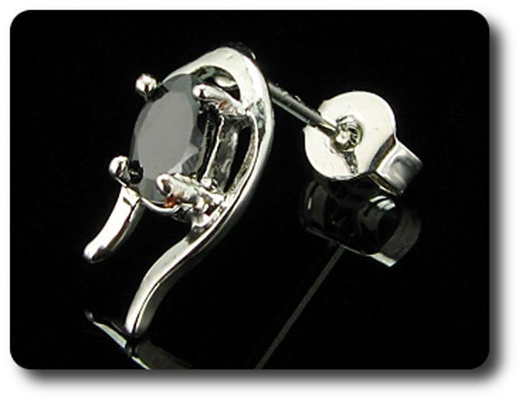 2x7mm Black Sapphire Earrings