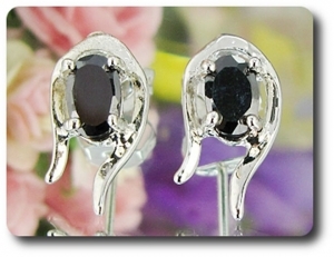 2x7mm Black Sapphire Earrings