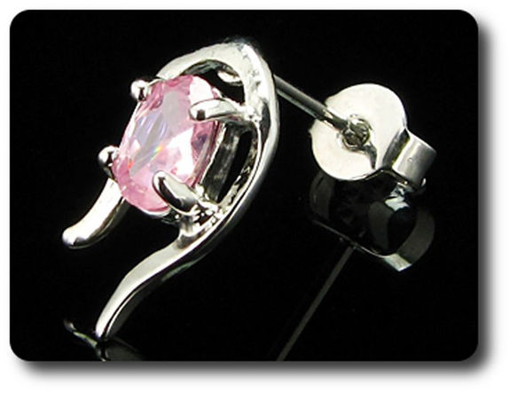 2x7mm Pink Sapphire Earrings