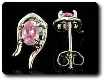 2x7mm Pink Sapphire Earrings