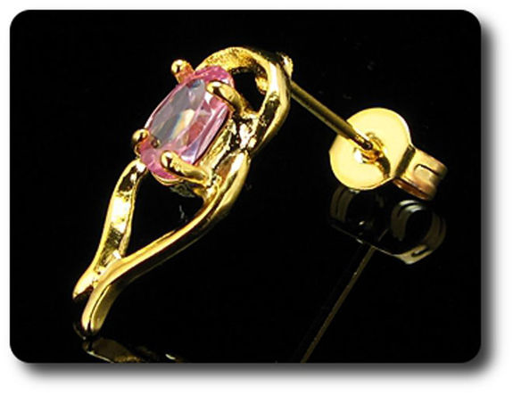 2x7mm Pink Sapphire Earrings