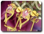 2x7mm Pink Sapphire Earrings