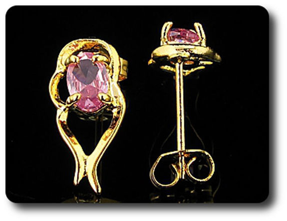 2x7mm Pink Sapphire Earrings