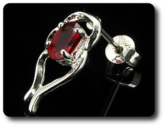 2x7mm Red Ruby Earrings