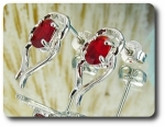 2x7mm Red Ruby Earrings