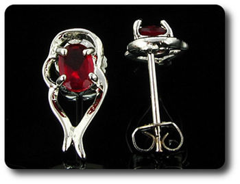 2x7mm Red Ruby Earrings
