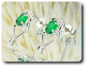 2x7mm Green Emerald Earrings