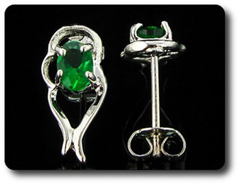 2x7mm Green Emerald Earrings