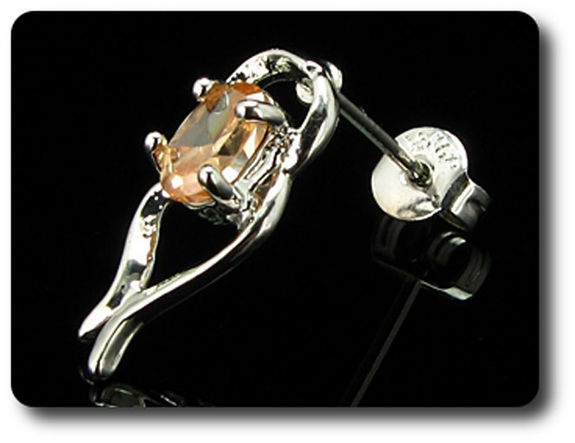 2x7mm Orange Sapphire Earrings