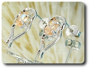 2x7mm Orange Sapphire Earrings