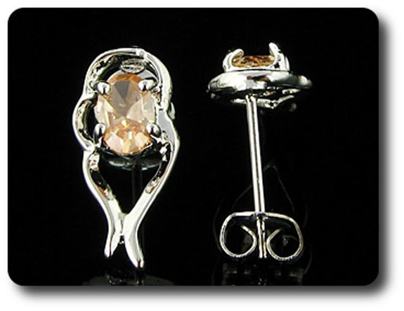 2x7mm Orange Sapphire Earrings