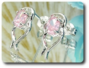 BOUCLES D'OREILLE SAPHIR ROSE