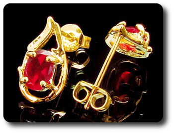 2x7mm Red Ruby Earrings