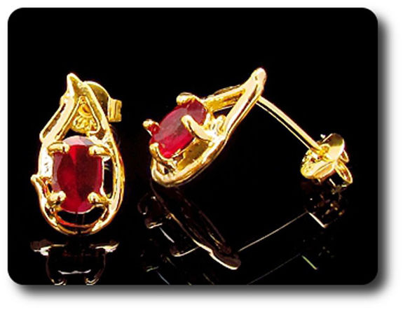 2x7mm Red Ruby Earrings