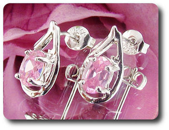 BOUCLES D'OREILLE SAPHIR ROSE