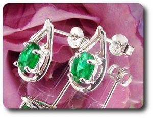 2x7mm Green Emerald Earrings