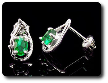 2x7mm Green Emerald Earrings