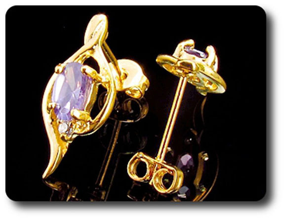 2x7mm Purple Amethyst Earrings