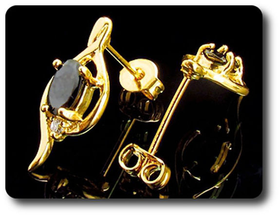 2x7mm Black Sapphire Earrings