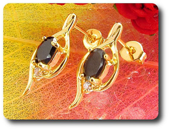 2x7mm Black Sapphire Earrings