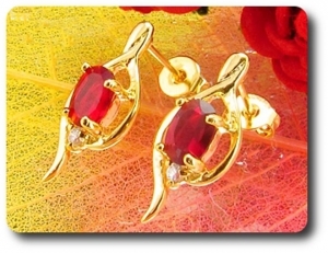 2x7mm Red Ruby Earrings