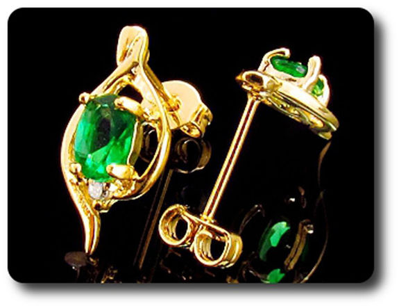 2x7mm Green Emerald Earrings