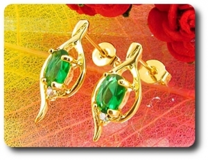 2x7mm Green Emerald Earrings