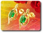 2x7mm Green Emerald Earrings