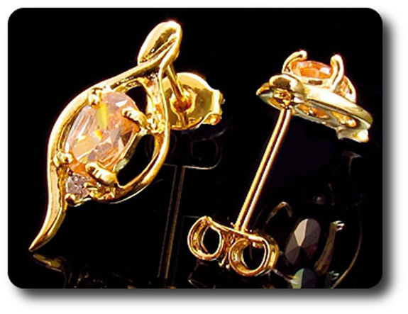 2x7mm Orange Sapphire Earrings