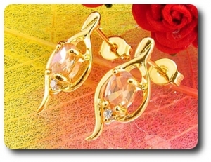 2x7mm Orange Sapphire Earrings