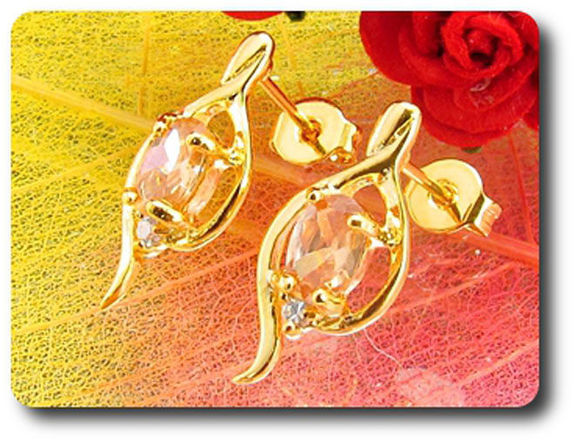 2x7mm Orange Sapphire Earrings