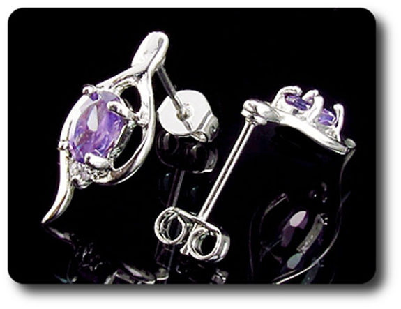 2x7mm Purple Amethyst Earrings