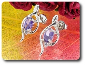 2x7mm Purple Amethyst Earrings