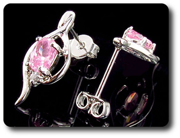 2x7mm Pink Sapphire Earrings