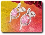2x7mm Pink Sapphire Earrings