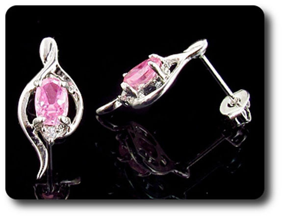 2x7mm Pink Sapphire Earrings