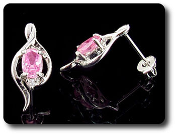 2x7mm Pink Sapphire Earrings