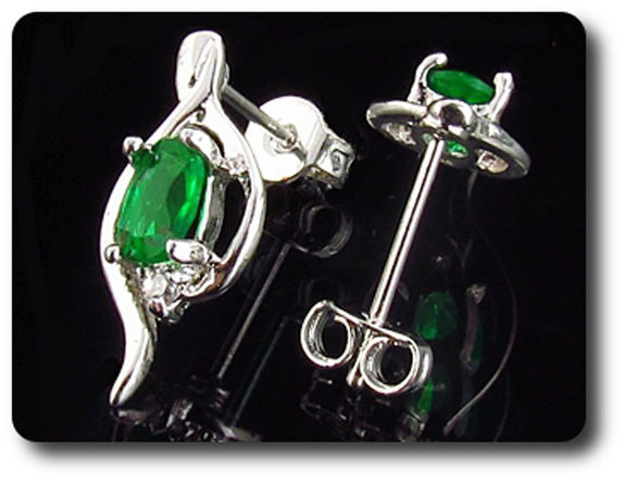 2x7mm Green Emerald Earrings