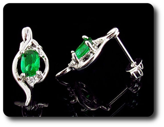2x7mm Green Emerald Earrings