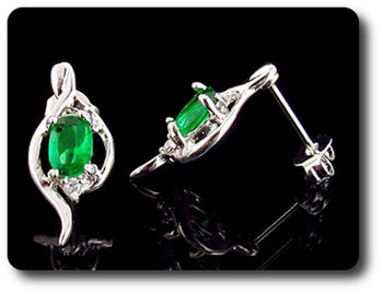 2x7mm Green Emerald Earrings
