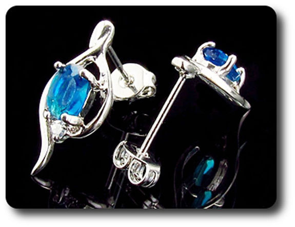 BOUCLES D'OREILLE SAPHIR BLEU