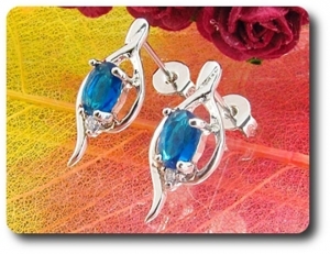 BOUCLES D'OREILLE SAPHIR BLEU