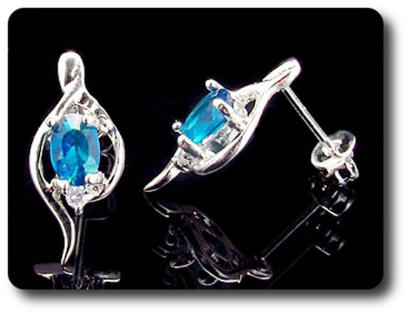 BOUCLES D'OREILLE SAPHIR BLEU