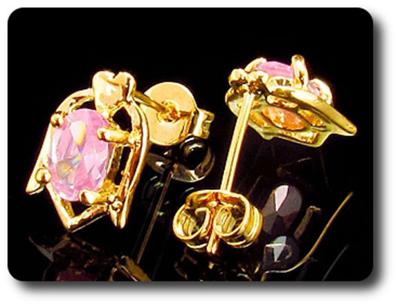 BOUCLES D'OREILLE SAPHIR ROSE