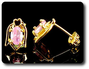 BOUCLES D'OREILLE SAPHIR ROSE