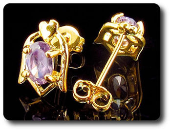 2x7mm Purple Amethyst Earrings