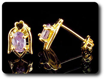 2x7mm Purple Amethyst Earrings