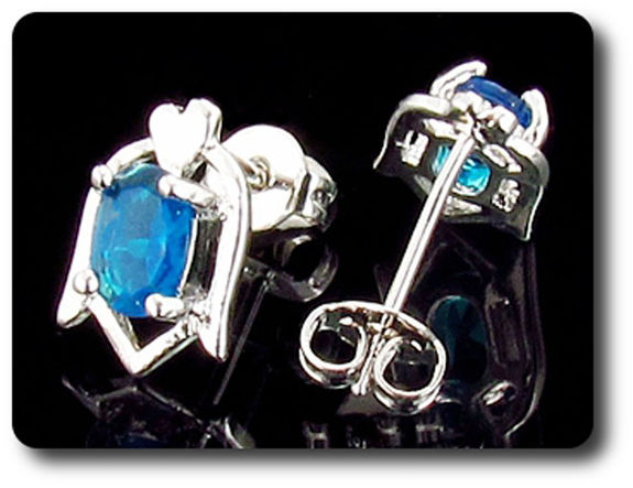 BOUCLES D'OREILLE SAPHIR BLEU