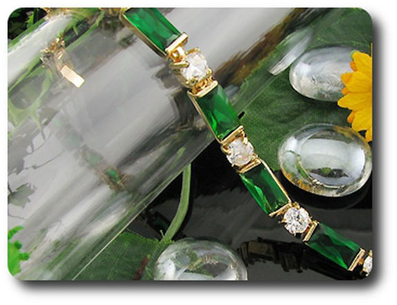 9x10mm Green Emerald Bracelet